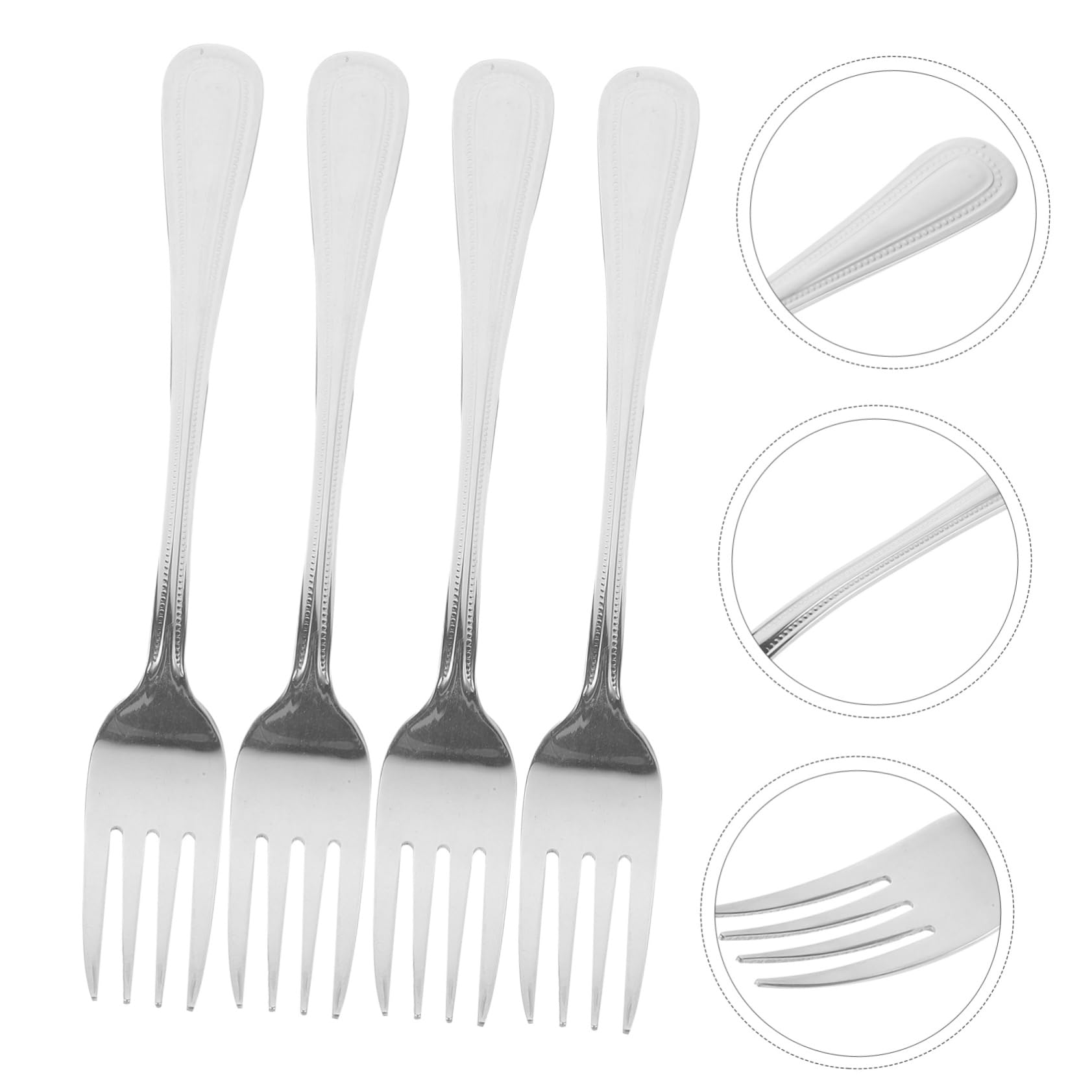Mikinona 4Pcs Stainless Steel Forks Metal Table Forks for Dinner Dessert and Appetizers Elegant Design for Home Kitchen and Family Gatherings