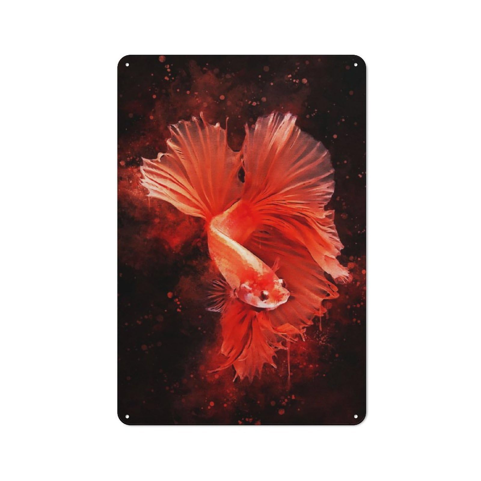 Junmoney Siamese Fighting Fish For Hobby Room Or Studio, Rustic Metal Sign 30X20cm, For Creative Interior Collectors Refreshing A Room In Autumn