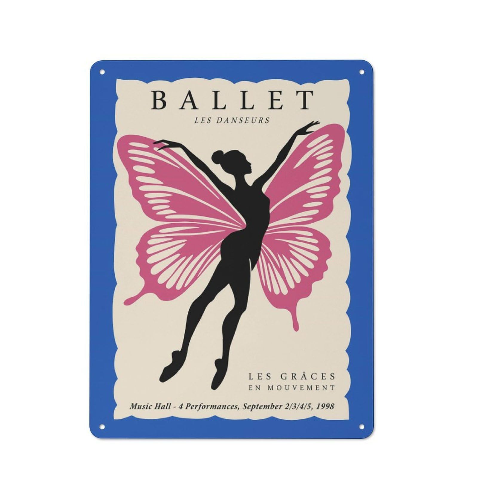 Junmoney Style-21 Ballet Les Danseurs Poster Retro Metal Wall Sign 40X30cm For Living Room Or Hallway, For Collectors Decorating Living Rooms And Hallways
