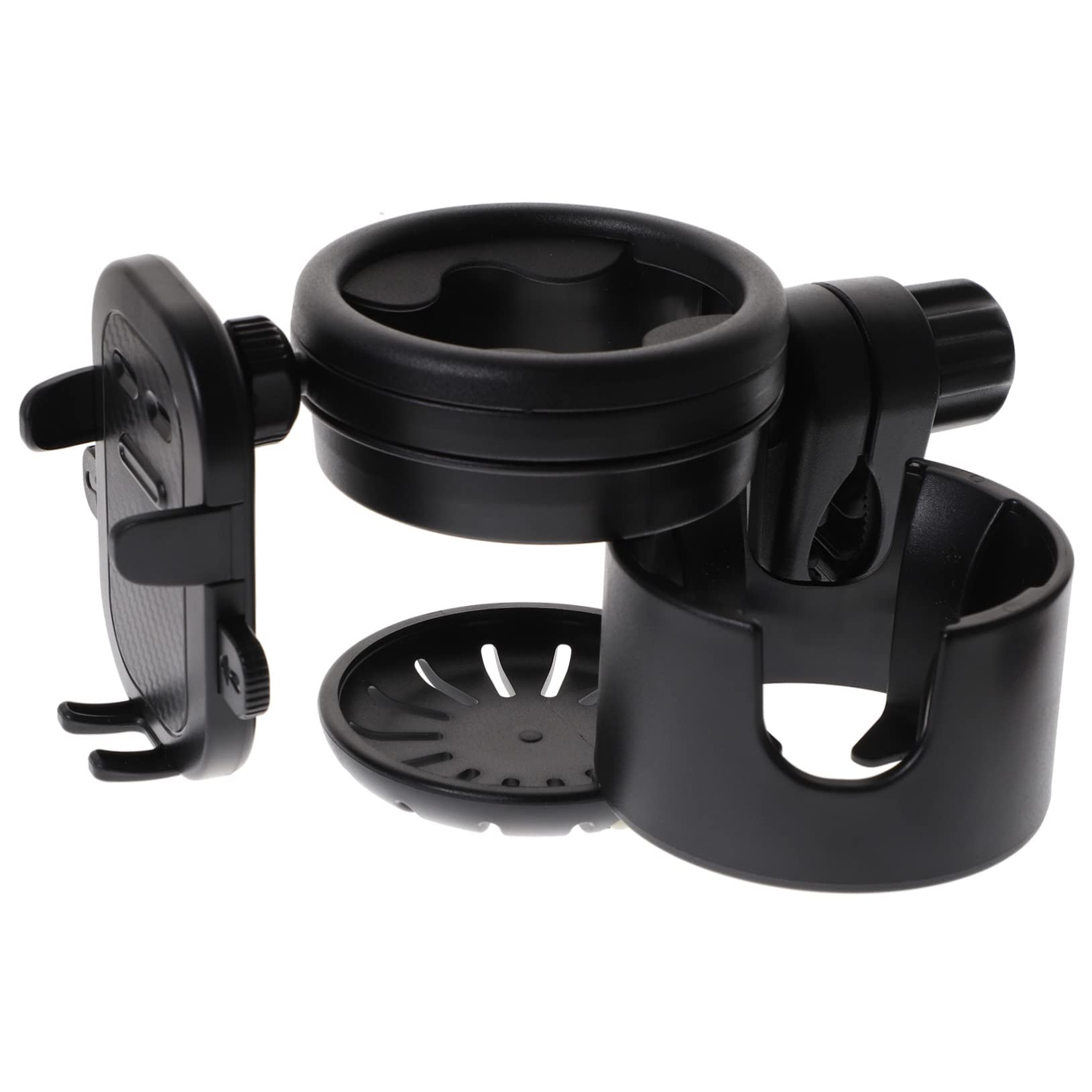 VICASKY Portabicchieri per Passeggino Nero in Plastica e Metallo, Adatto per Tazza o Borraccia, Fissaggio Sicuro Anti-rovesciamento per Uscita al Parco