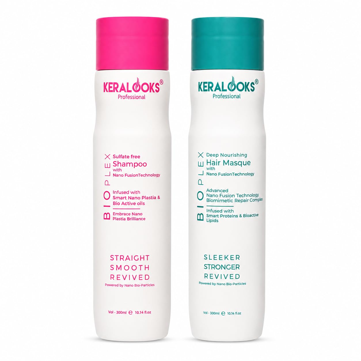 Keralooks Professional Bioplex Sulfate-Free Shampoo, Hair Masque (300ml COMBO) with Nano Fusion Technology, Smart Proteins, Bio Active Lipids for Straight, Smooth, Revived Hair.-image-4