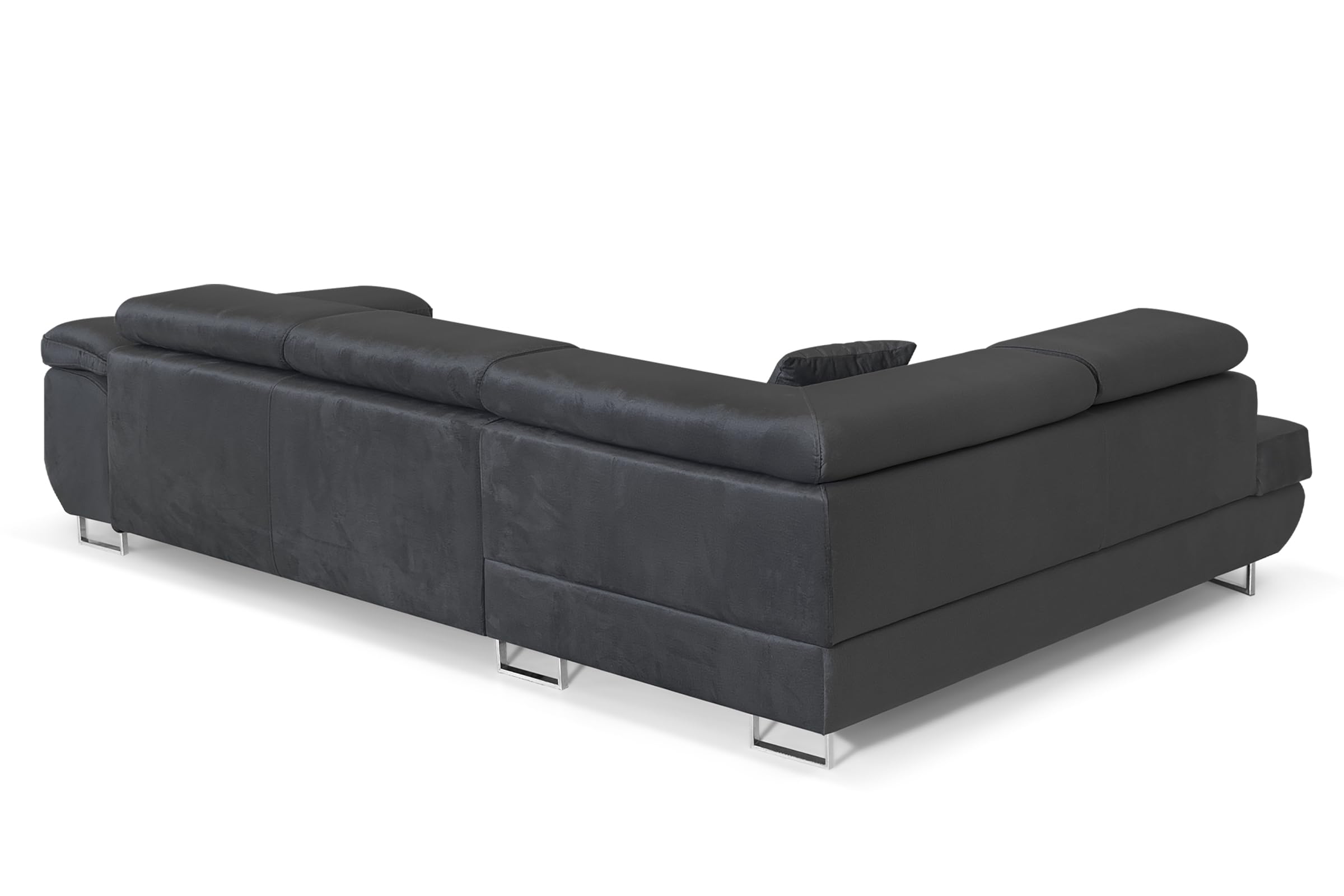 Ecksofa mit Schlaffunktion PASTI L-Form, Sofa Couch mit Bettkasten, 3-Sitzer Eckcouch, Schlafsofa für Wohnzimmer, Big Sofa Couch mit Schlaffunktion (Dunkelgrau, Ottomane Links)