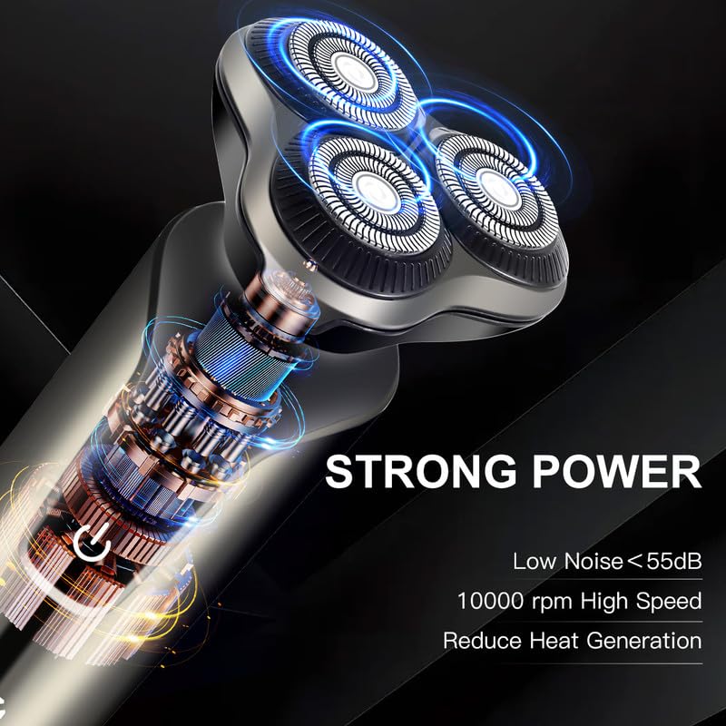 Image of SOLIMPIA HT-925 Cordless Rechargeable Waterproof 3 Head Electric Shaver Wet & Dry Rotary Shavers for Men Super-Fast Charge 120 minutes Runtime with LED Digital Display