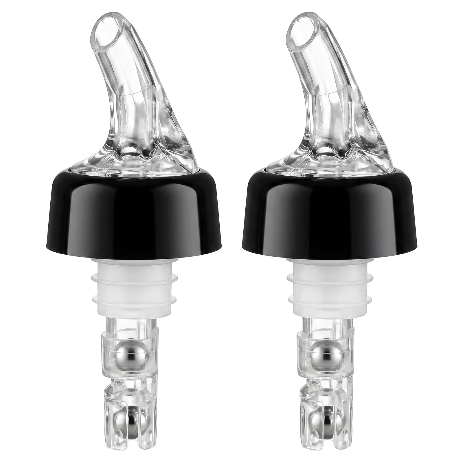 15ml Measured Liquor Pourer with Leakproof Seal, 2-Pack Clear Bottle Pourers for Spirits, Automatic Quick Shot Wine Drink Dispenser with Resealable Storage Bag for Pub Home Bar Tools