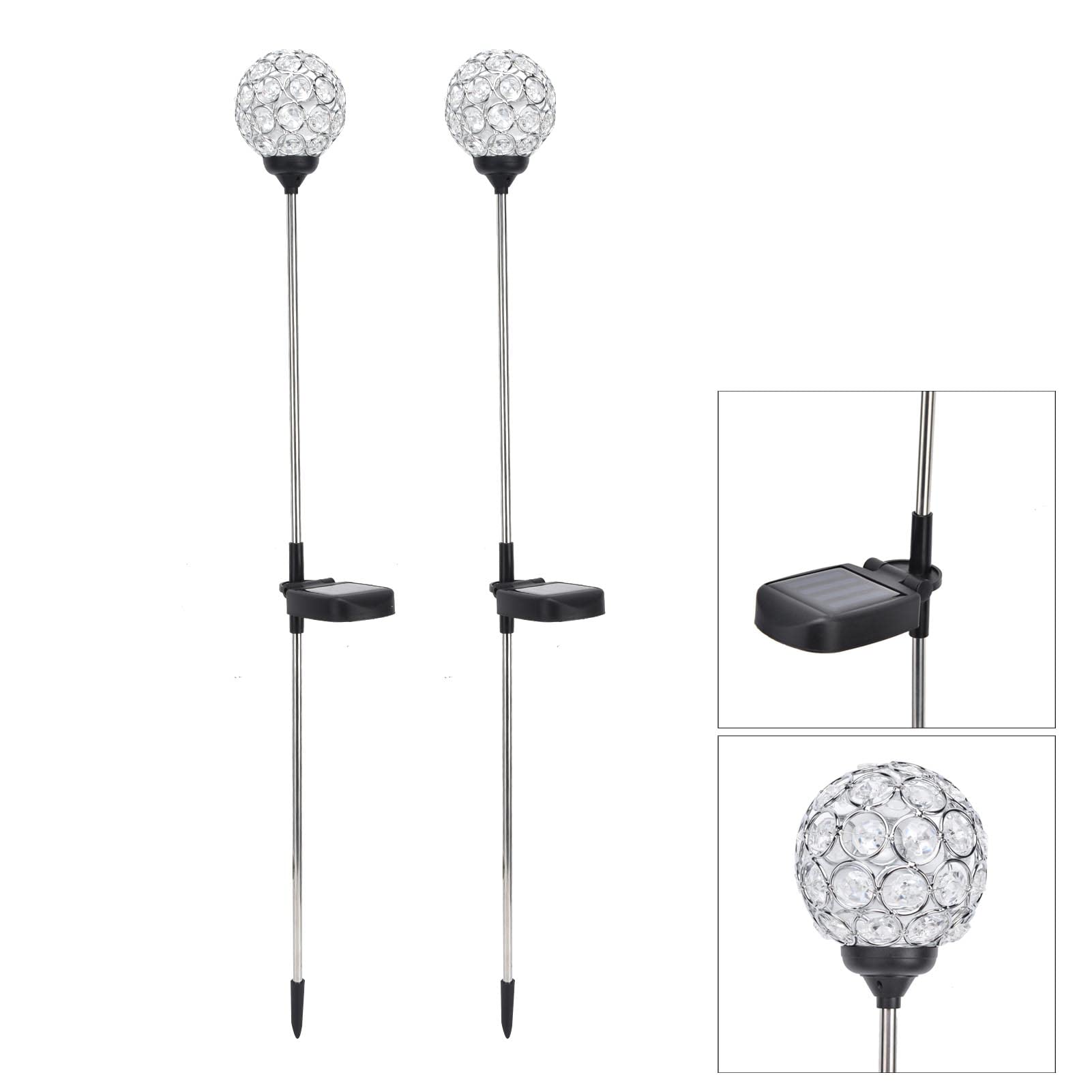 LED Kugel Solarleuchten IP65 Wasserdicht Landschaftslicht für Rasen Balkon Romantische Beleuchtung 2 Pack