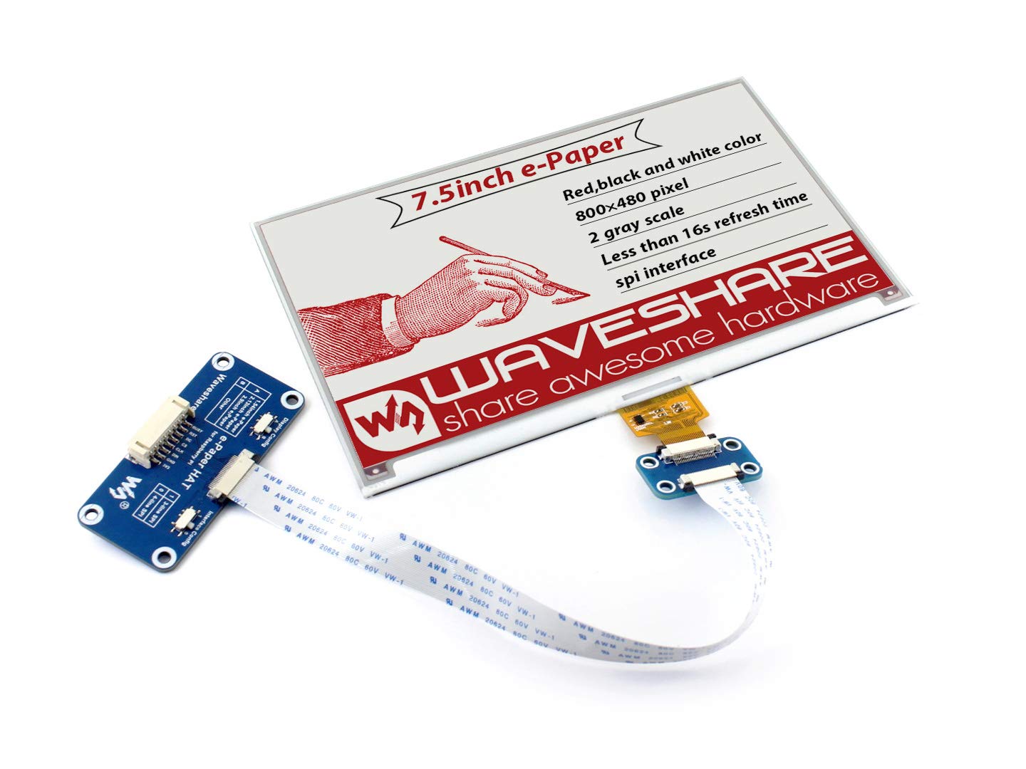 ラズベリーパイ4 + waveshare 800×480 電子ペーパー 【公式通販】