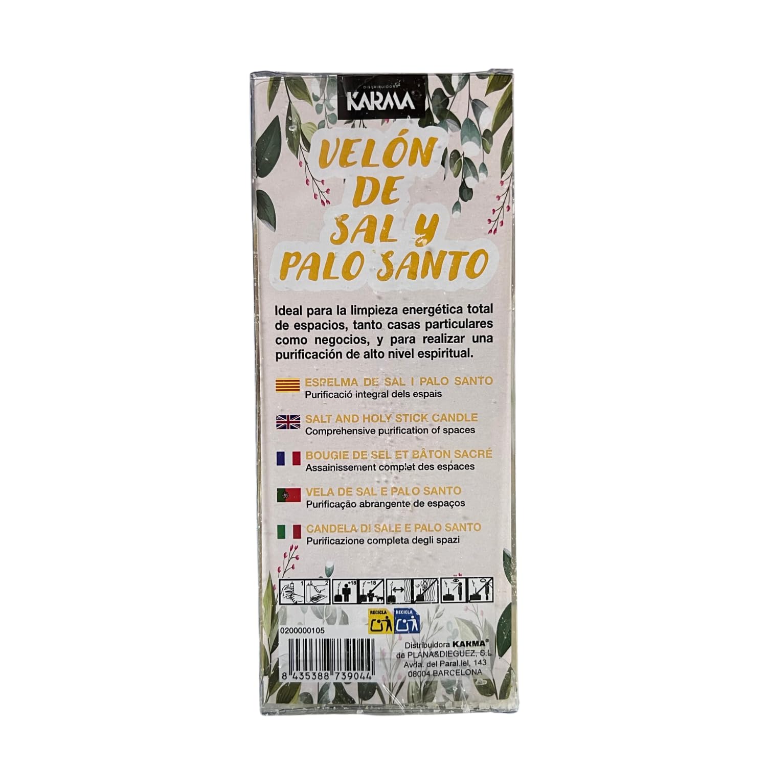 Velón de Sal y Palo Santo para Limpieza Energética Total | Vela para Limpiar y Purificar Espacios, Casas o Negocios | Hecho en España con Esencia de Palo Santo y Sal Incrustada.