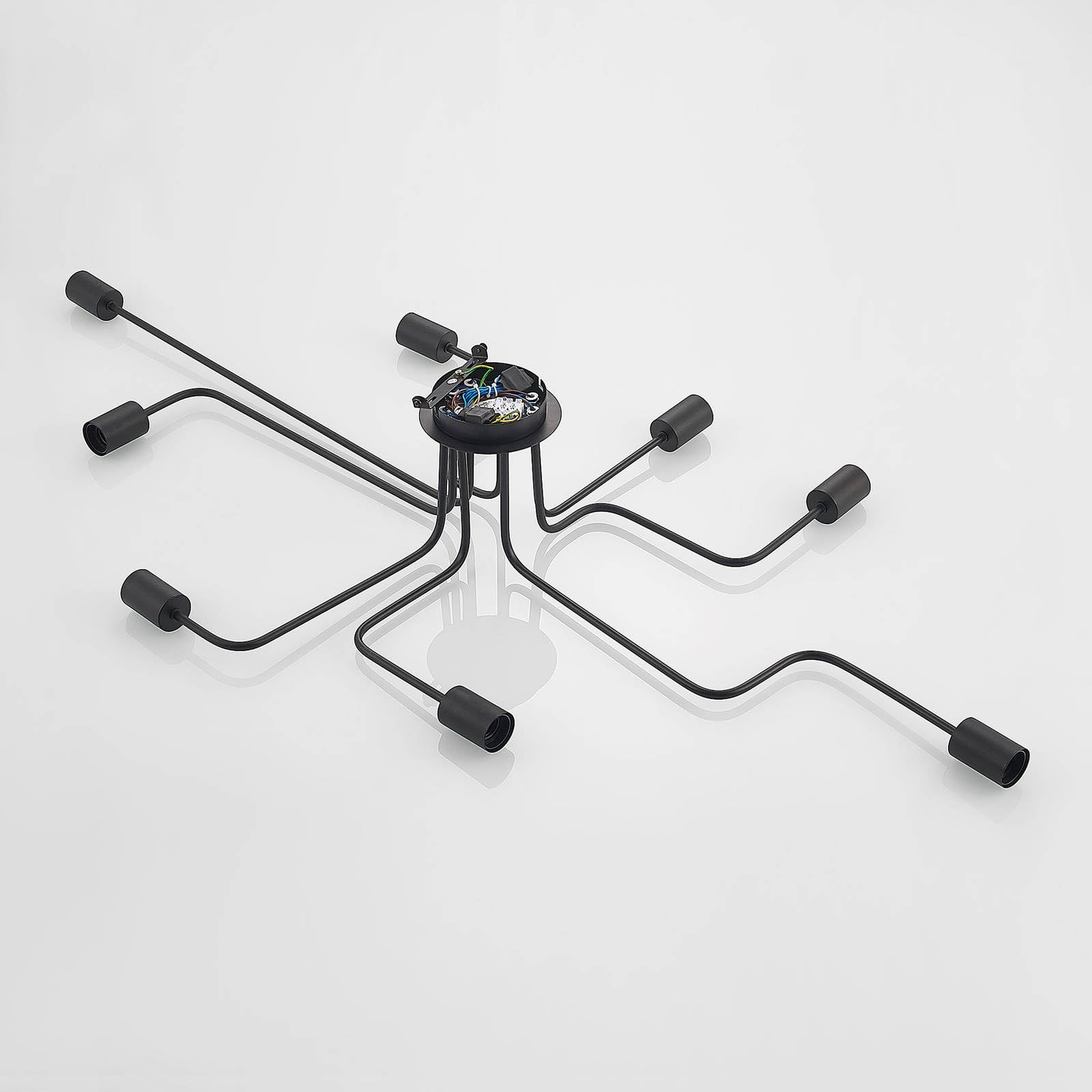 Lindby lámpara de techo en negro, plafón | lámpara de salón, e27, 8 bombillas, vintage para sala de estar, salón, comedor