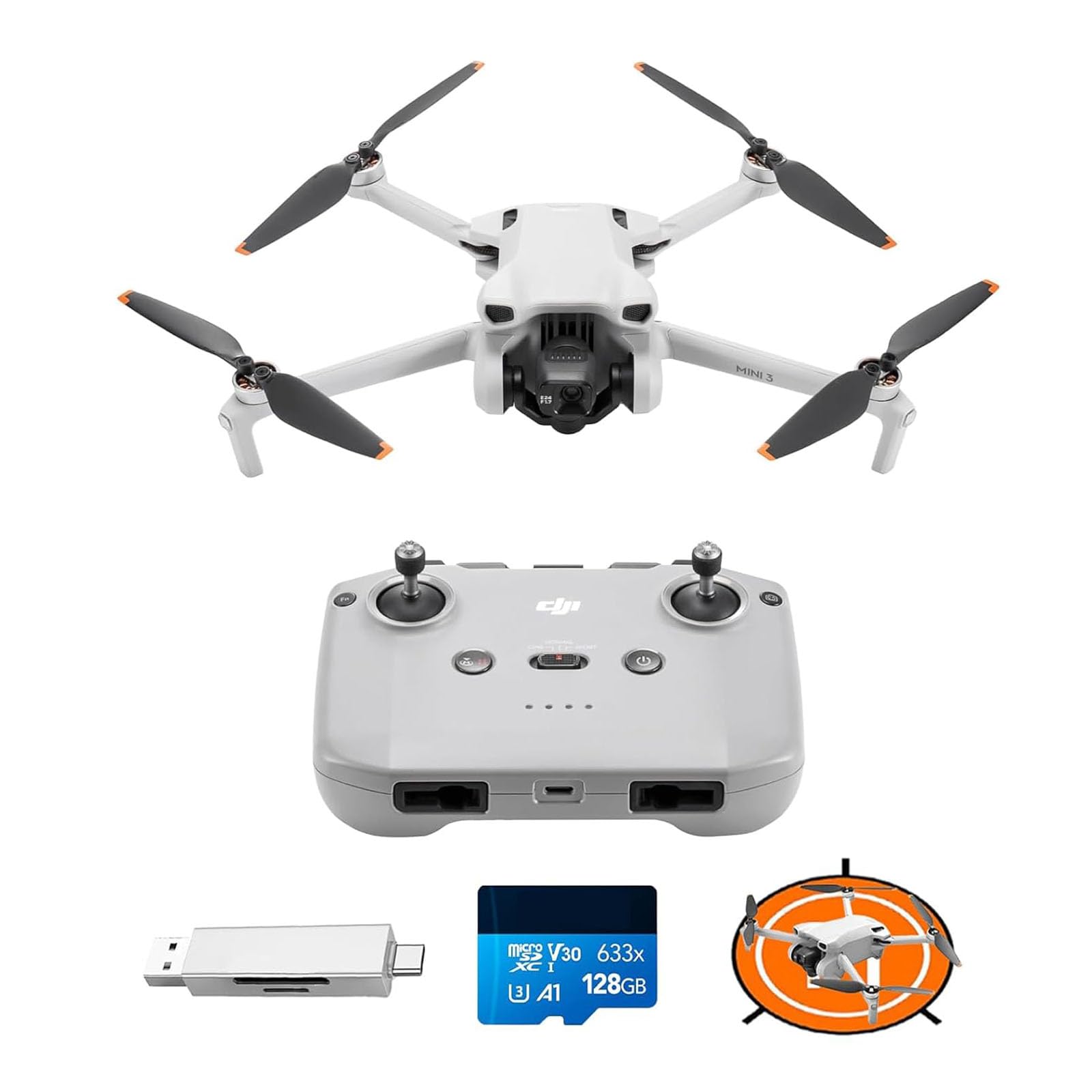 Dron Mini con cámara ligero y plegable con vídeo 4K HDR, 38 min de tiempo de vuelo, Grabación vertical y funciones inteligentes (DJI Mini 3 (EU) Bundle 01)