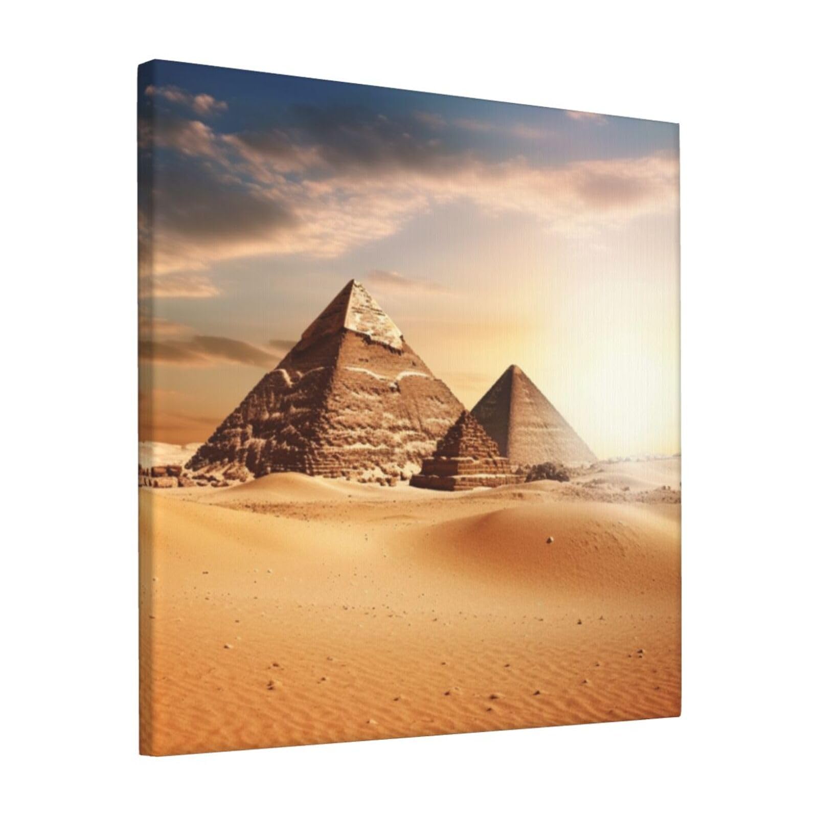 KLOPH Egyptian Pyramid in Desert Canvas Wall Art for Living Room 12"x12" Modern Artwork Painting for Bathroom Hanging Canvas Prints Aesthetic Wallart for Bedroom Kitchen Office Wall Decor