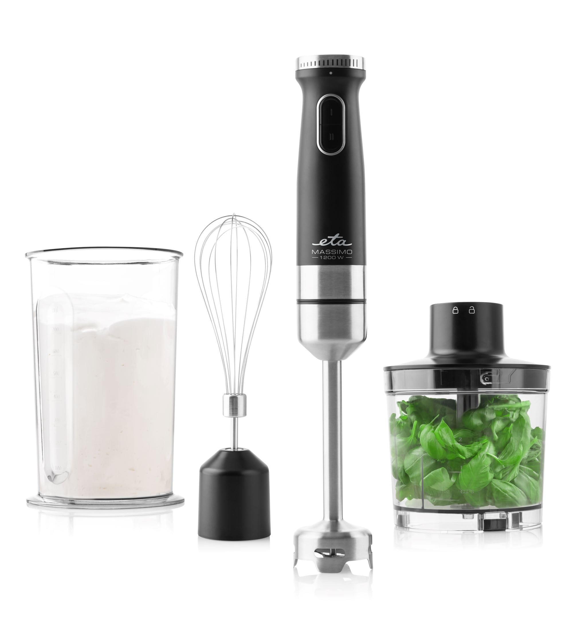 ETA Wydajny blender ręczny Massimo I 1200 W I stal szlachetna I 4-ostrzowe noże I wraz z zestawem akcesoriów