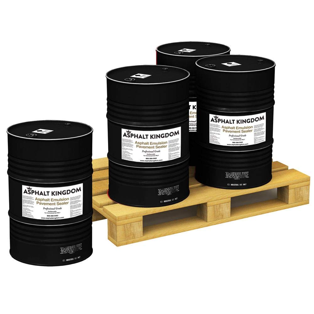 Asphalt Emulsion Sealer for Driveways and Parking Lot Pavement - Four 55-Gallon Drums (One Pallet)