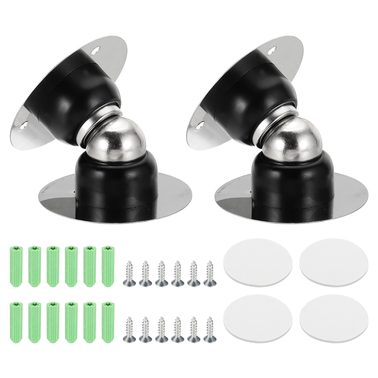 sourcing map 2PCS 1.9" Magnetic Door Stoppers, Wall Floor Mounted Magnetic Door Catch Holder, Stainless Steel Door Stops for Bedroom, Bathroom, Kitchen, Office, Black