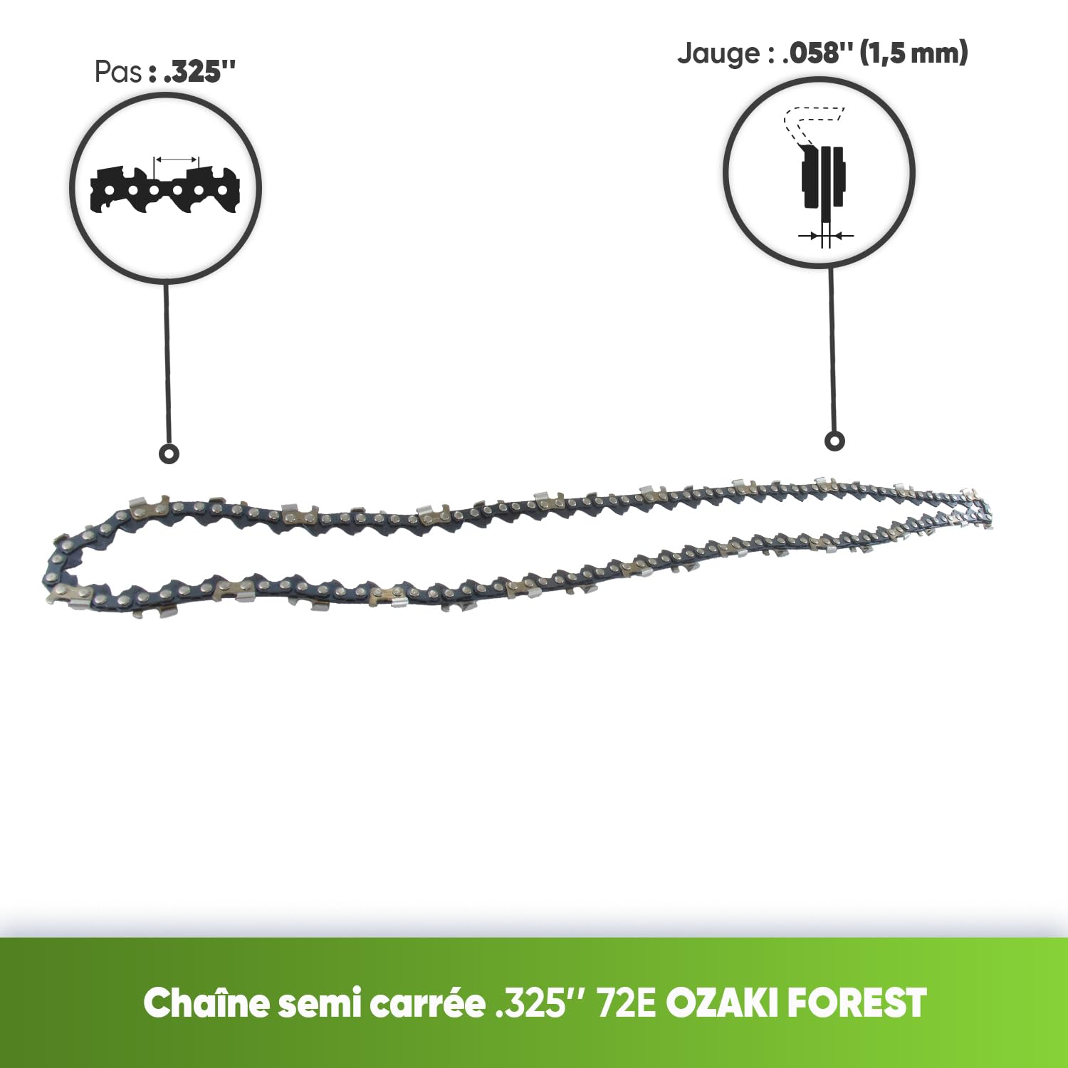 Chaîne Tronçonneuse Ozaki .325 - Jauge 1,5 Mm (0.058