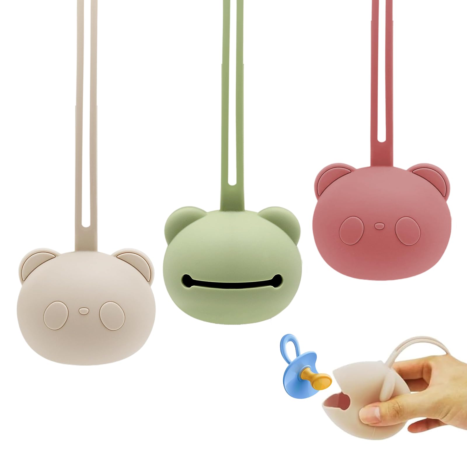 Katyjun 3 Stück Schnullerbox für Unterwegs, Schnuller Aufbewahrung Box Silikon