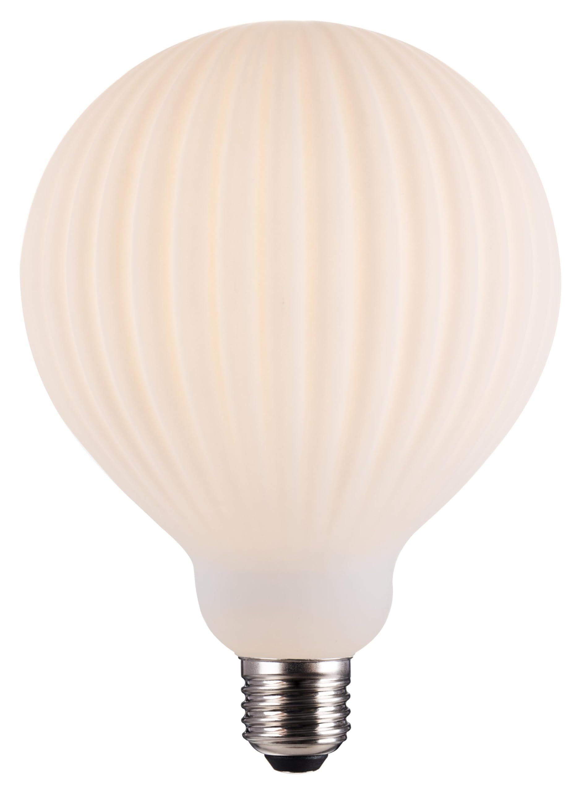greenandco 4x bombilla LED regulable estilo vintage ópalo con rayas E27 G125 4W 350lm CRI90+ 3000K (blanco cálido) 360° 230V, sin parpadeo