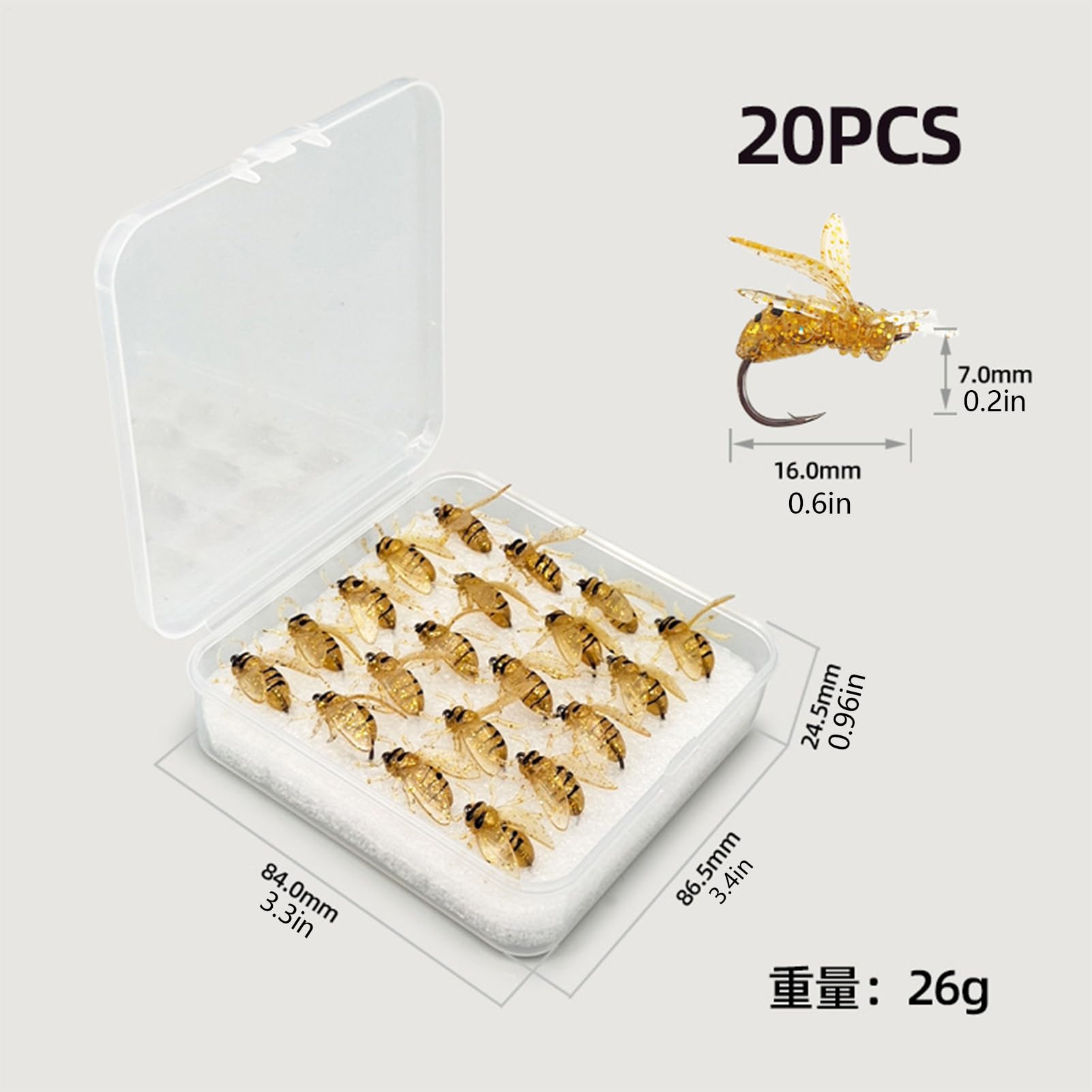 Señuelos De Mosca para Trucha | 20 Unidades con De Abeja Realista para con Mosca - Equipo De con Estuche para Agua Dulce Salada Mar Río Lago Y Estanque