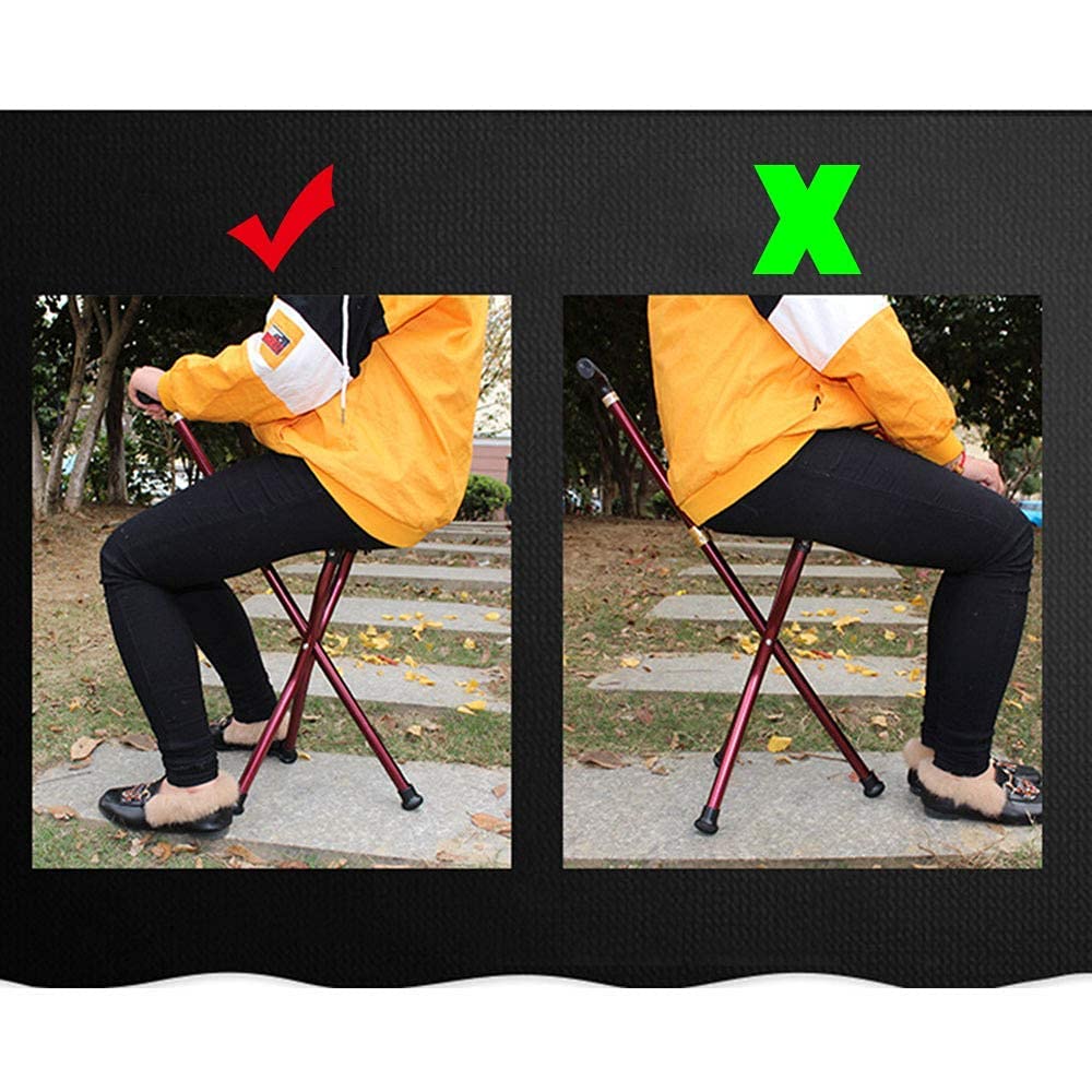 Bastones Bastones Plegables con Taburete,Bastón con trípode Ajustable liviano con luz LED,Muletas multifunción con Asiento para Hombres y Mujeres,B Keep it in Mind