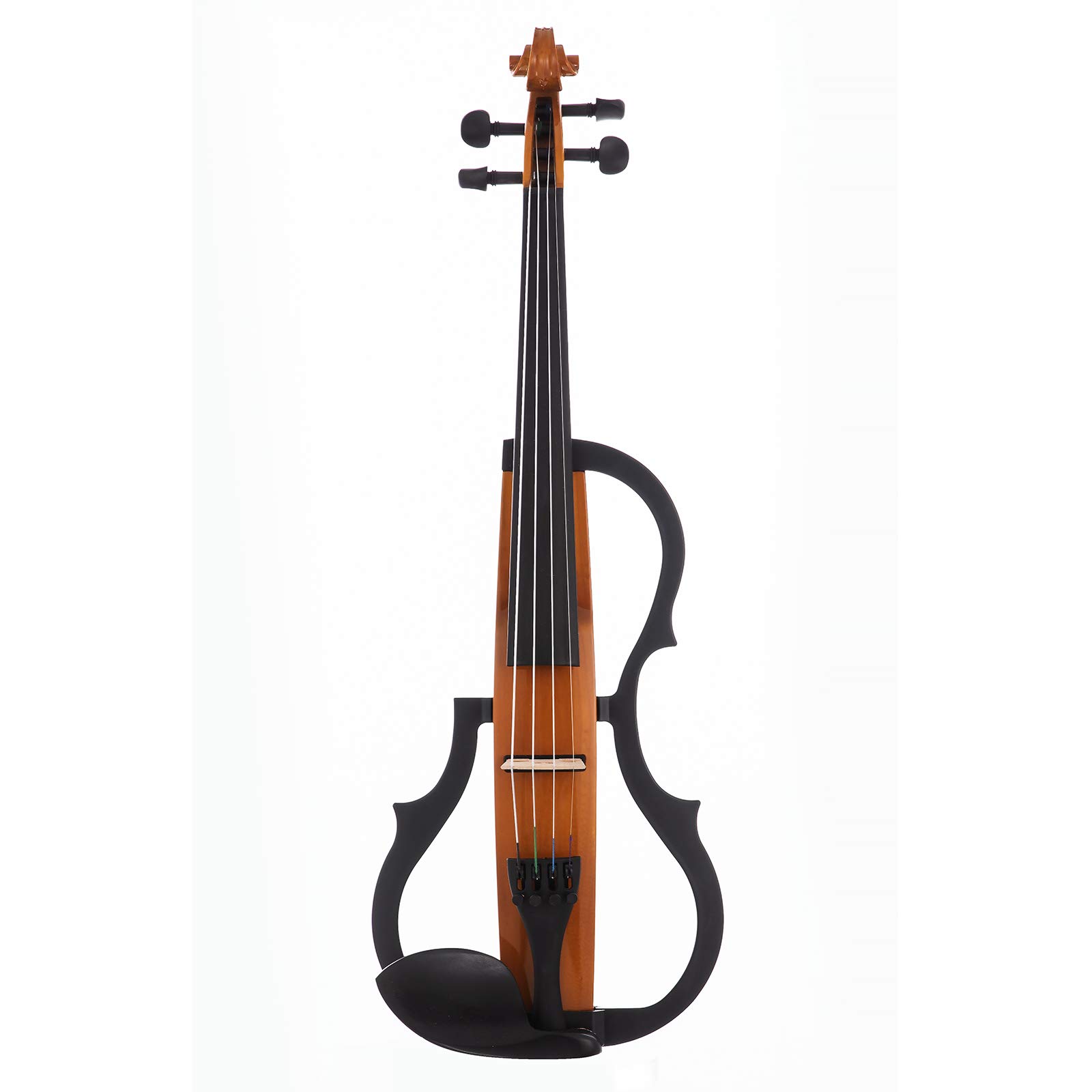 Kinglos 4/4 Orange Solid Wood Advanced 3-Band-EQ Electric/Silent Violin Kit with Ebony Fittings Full Size (SDDD1804)