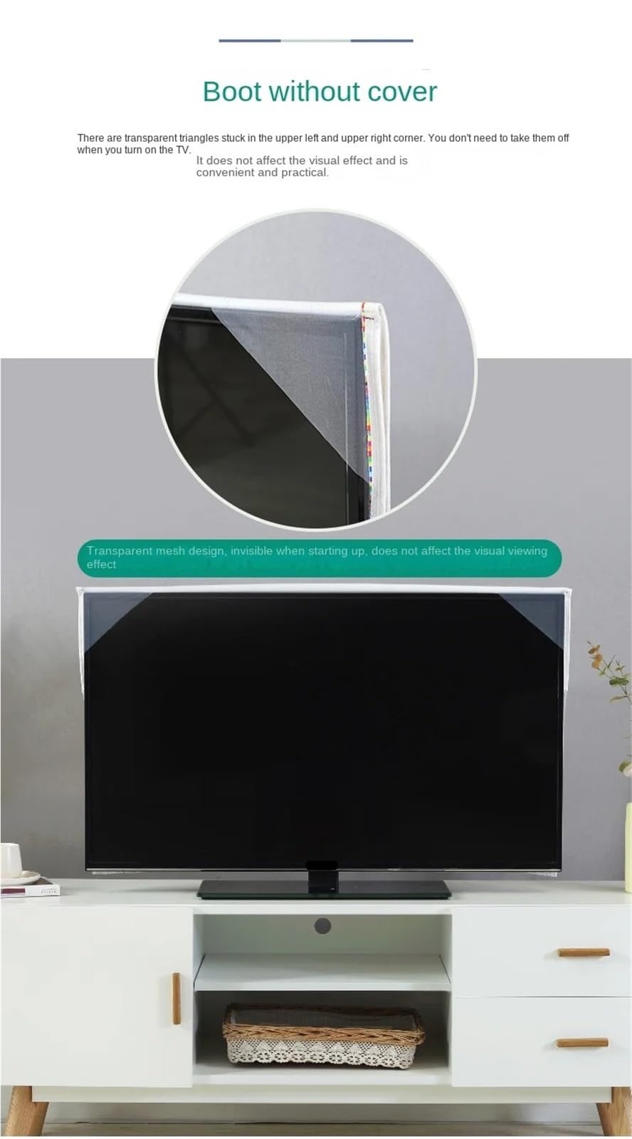 Copertura TV Antipolvere Copertura per televisore Protezione Solare Antipolvere 32 37 39 40 42 48 50 55 60 65 70 75 80 Pollici Panno di Copertura per Cappa TV appesa(A2,32Inch 83x51cm)