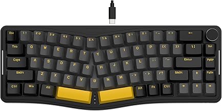 AKS068 Wired Mechanical Gaming Keyboard 65% Alice Layout Hot-swapped Gasket Mount with RGB Backlit VIA Programmable Knob NKRO TKL AS Pre-lubed Tactile Brown Switch for Win/Mac(Black)
