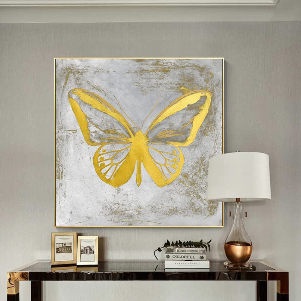 Peinture à l'huile papillon grand format toile abstraite faite main