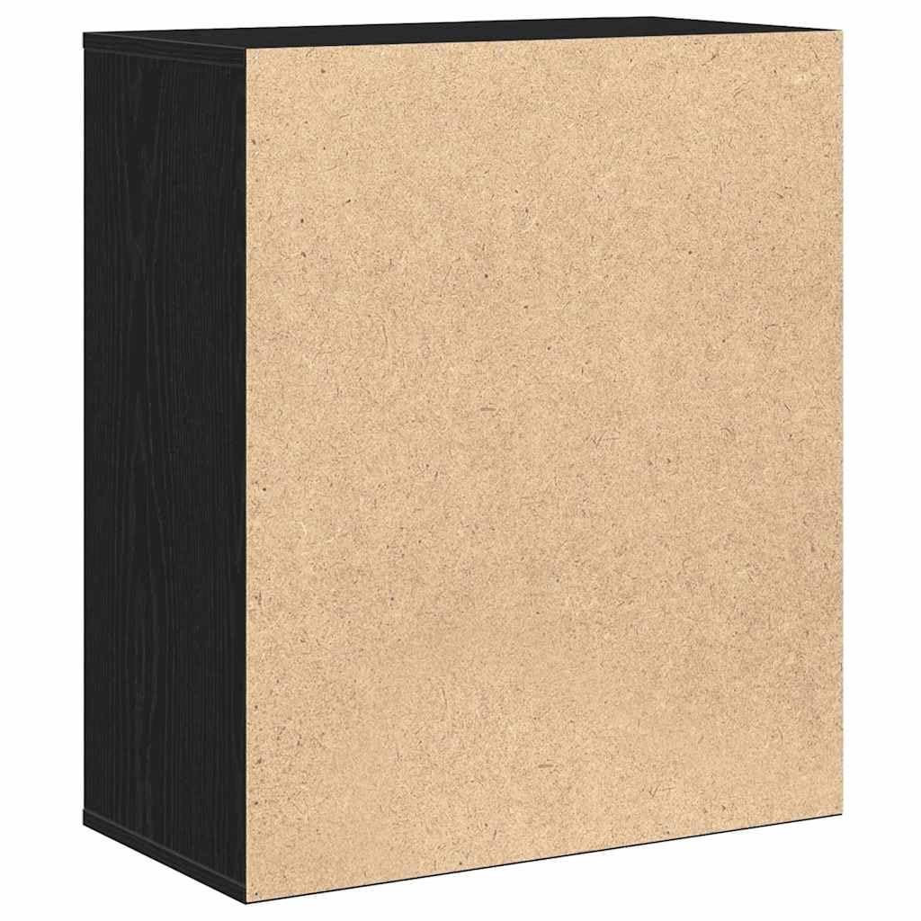Credenza nera effetto rovere, 60 x 31 x 70 cm, comò con anta