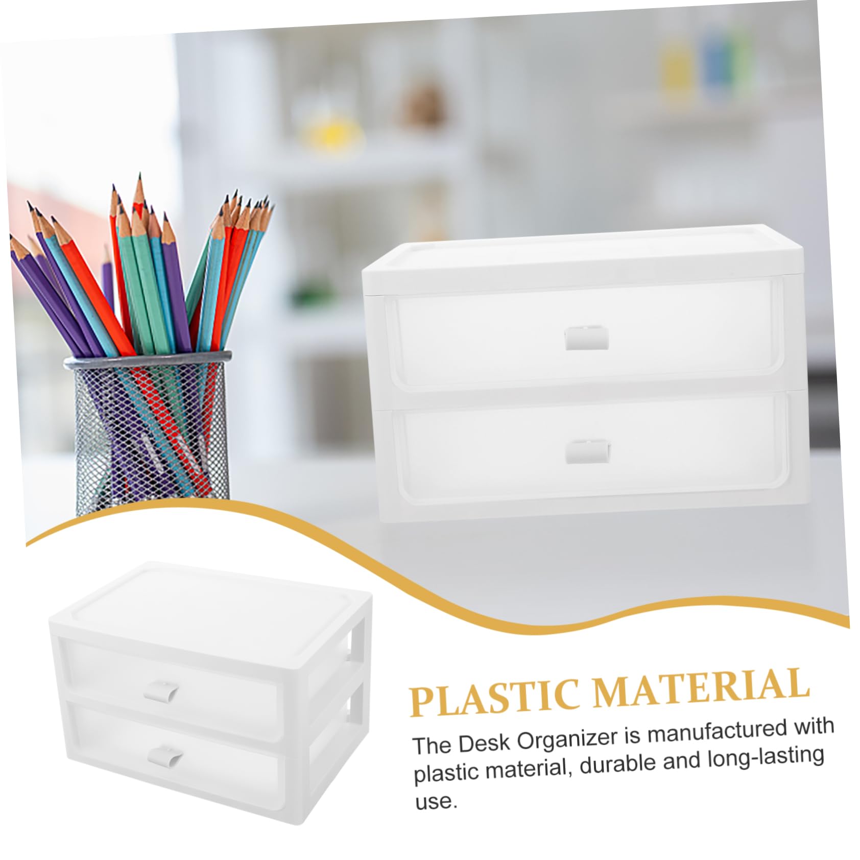 Organizer Da Scrivania Impilabile Con 4 Cassetti In Plastica, Set Da 3 Con Etichette E Adesivi, Perfetto Per Ufficio E Casa