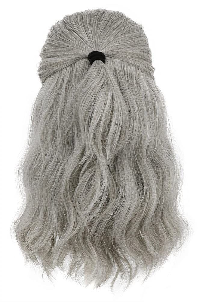 New long gray wavy cosplay wig adjustable Amazon.com: zhongxlla Wigs Long Natural Wavy Silver Gray Wig  main image 2