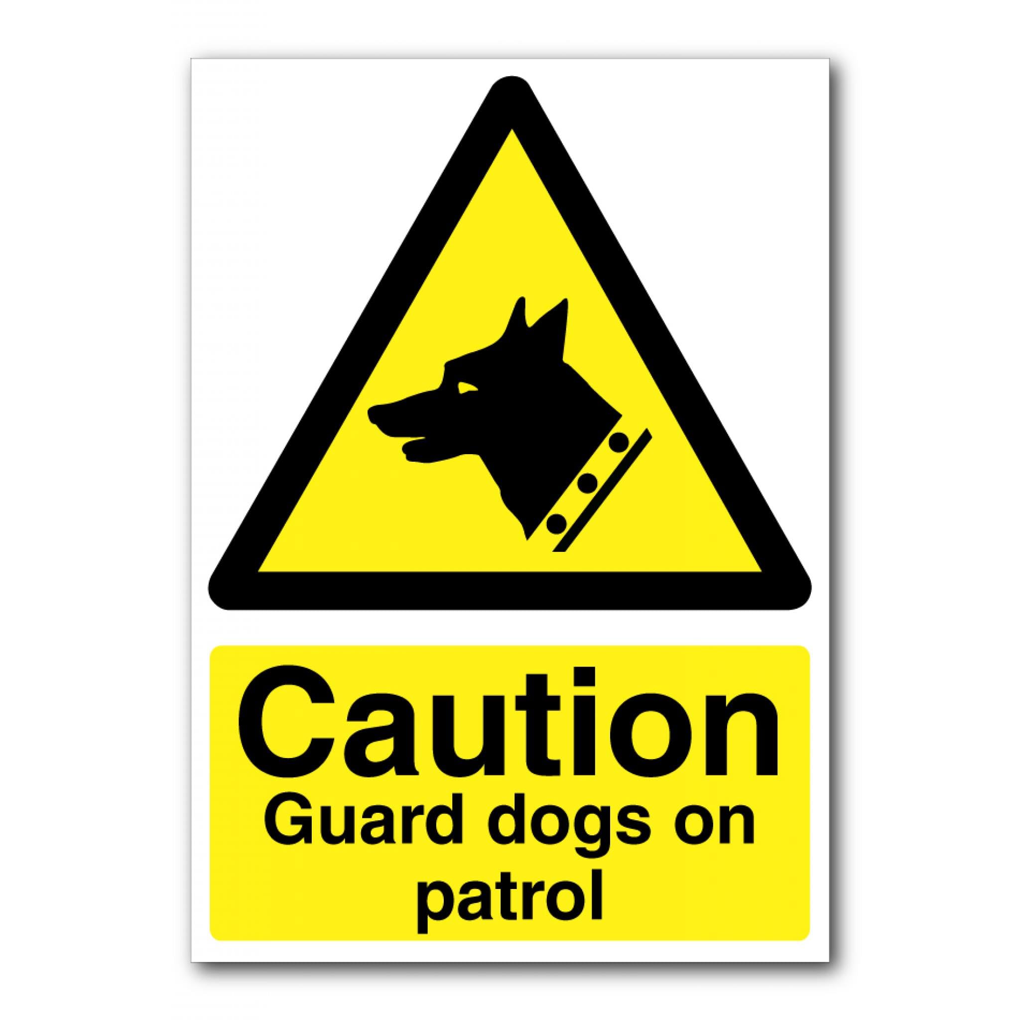 Guard Dogs On Patrol Caution Sign L10960, 12x8 Inch Metal Tin Sign, Property Security Warning Sign