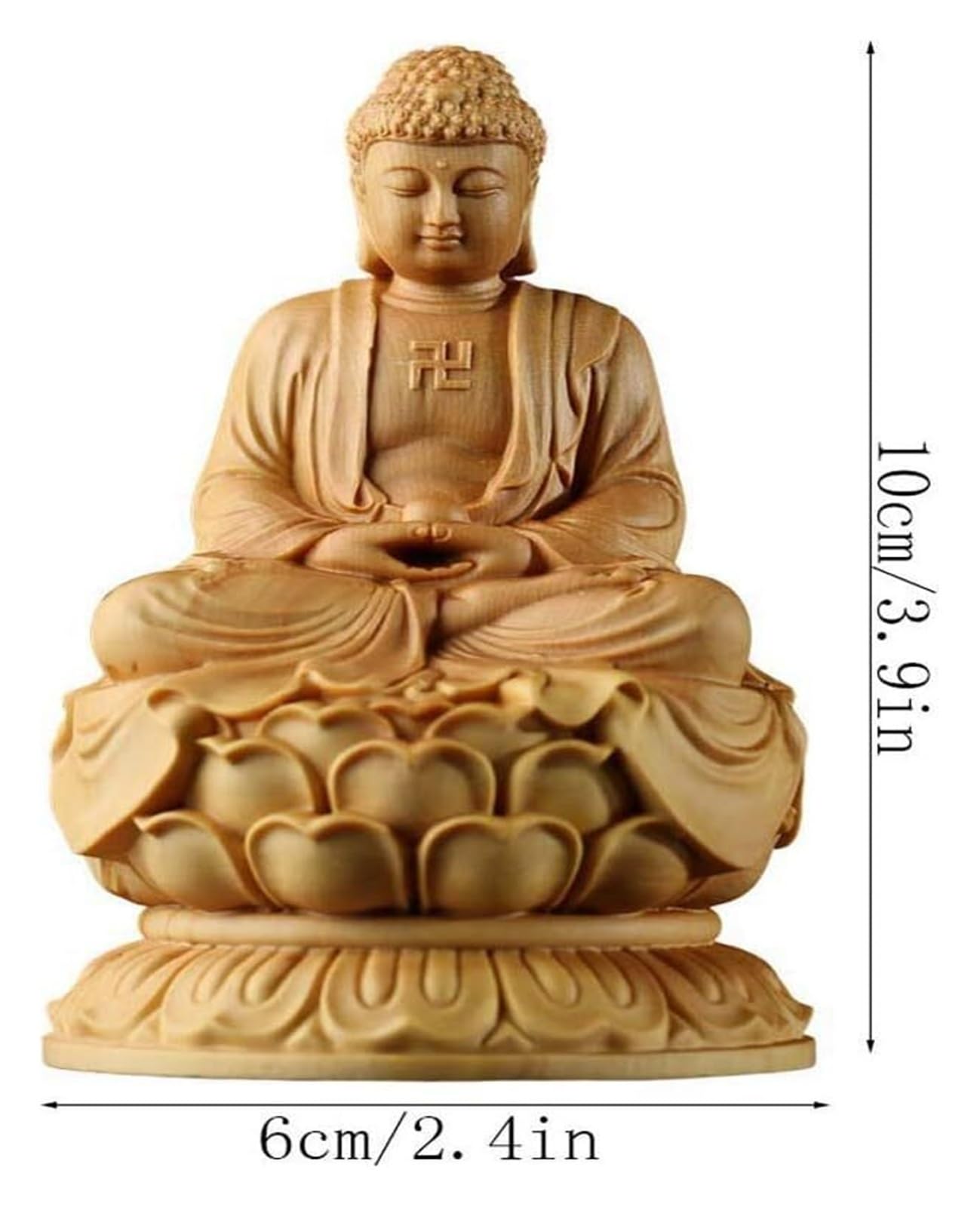 Feng Shui Adornos Estatua de Buda Sentado boj, Estatuilla decoración Madera