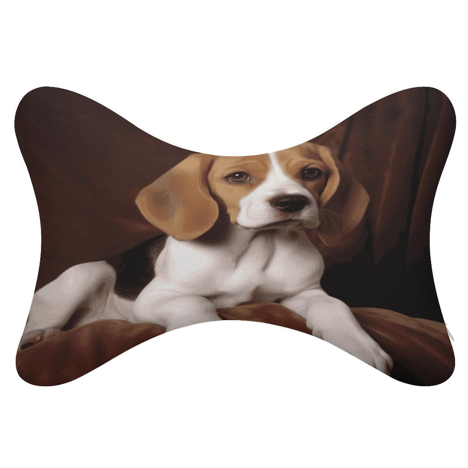 JTREHY 2 Pack Ovely Pet Dog Beagle Car Headrest Pillow Memory Foam Car Neck Pillows Soft Comfortable Vehicle Neck Pillows Non-Slip Headrest Cushion Universal Car Pillow for Neck Pain Relief