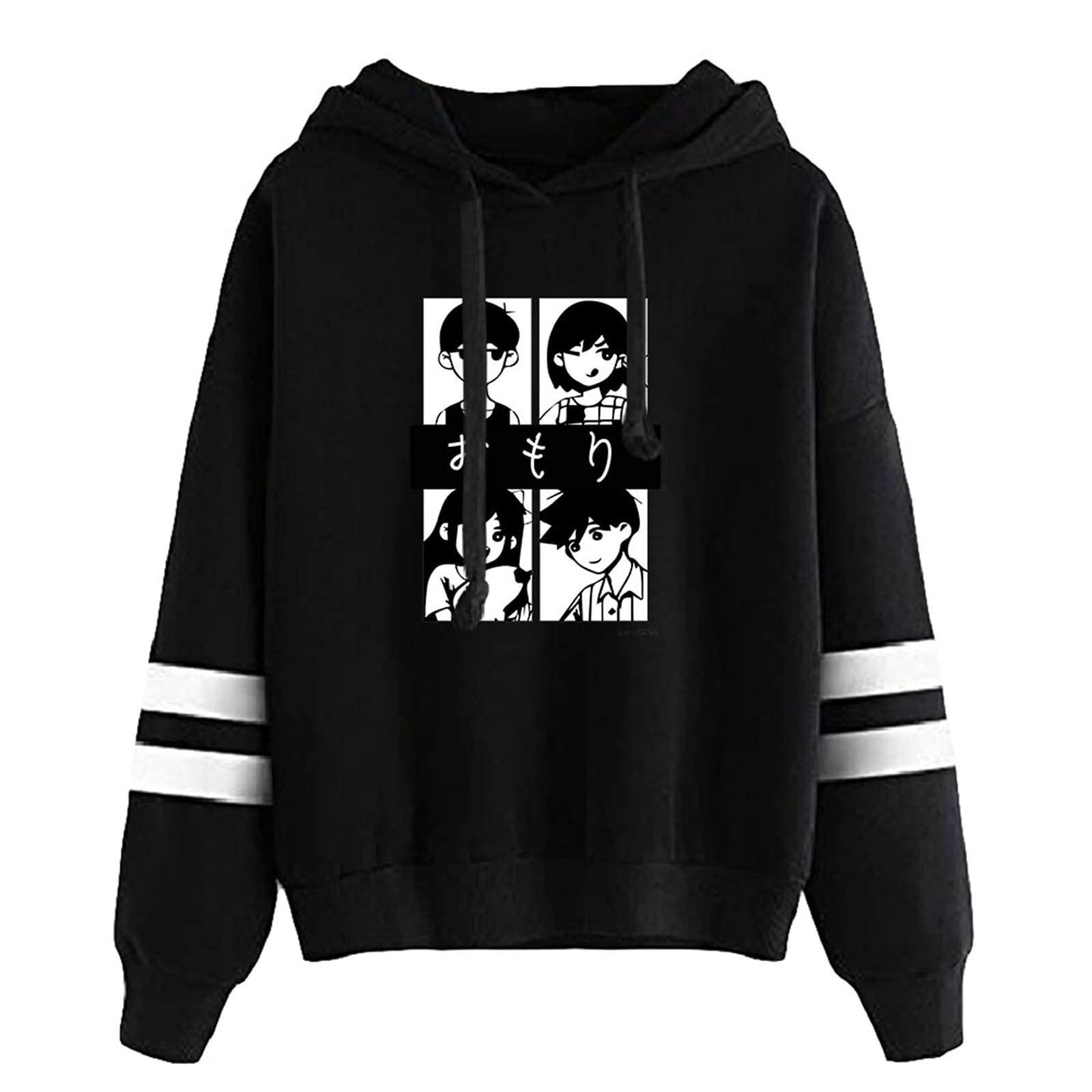 Acbanana Men's Black Omori Hoodie Unisex,Omori Merch Hoodie For /Wo Pullover Long Sleeve Sweatshirts Game Clothing,Omori Cosplay Jumpers Teens Girl