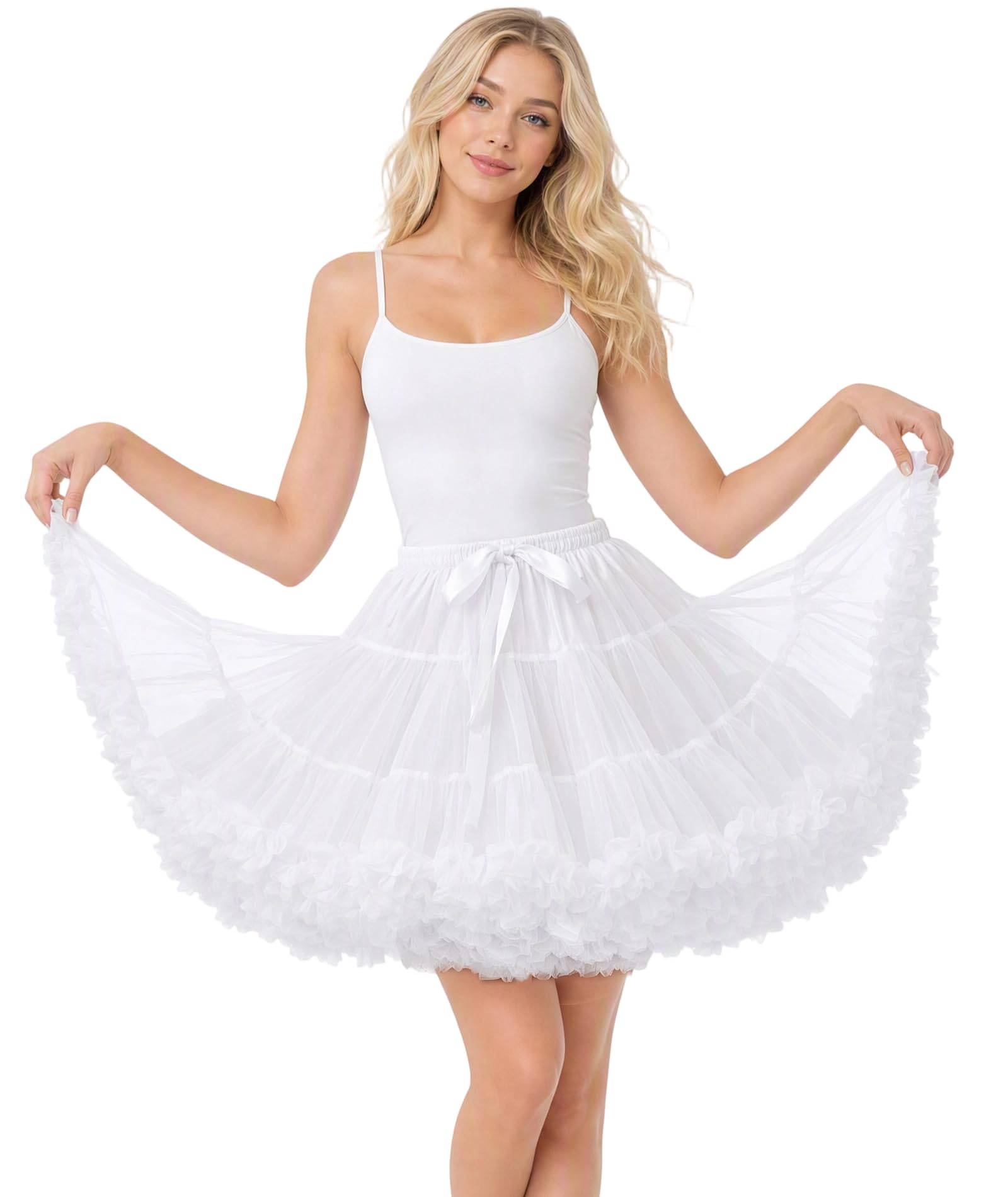Sottogonna da donna per adulti, gonna a tutù gonfia a strati, per balletto, tulle, sottogonna