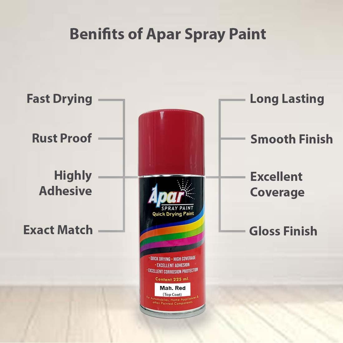 APAR Spray Paint Mah. Red-225 ml,(Pack of 2) Compatible for Mahindra Tractors 3