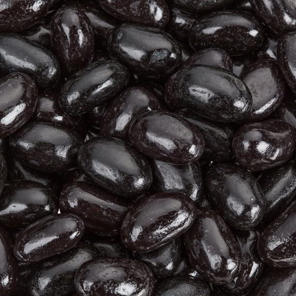 Black Jumbo Jelly Beans - 3 LB Resealable Stand Up Candy Bag (approx. 255 pieces) - Traditional Black Licorice Flavor - Bulk Filler Candy for Easter Baskets
