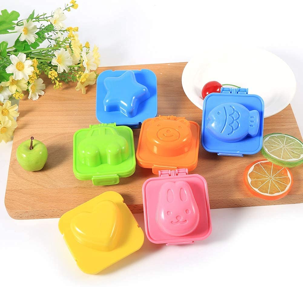 Boil Egg Mould Set, Fish Car Heart Shape Egg Sushi Rice Mold, Sushi Rice Making Moulder, Decorating Fondant Cake Tool, Easy to Use, for Children's Parties, Picnics, Birthdays, 6 Pack