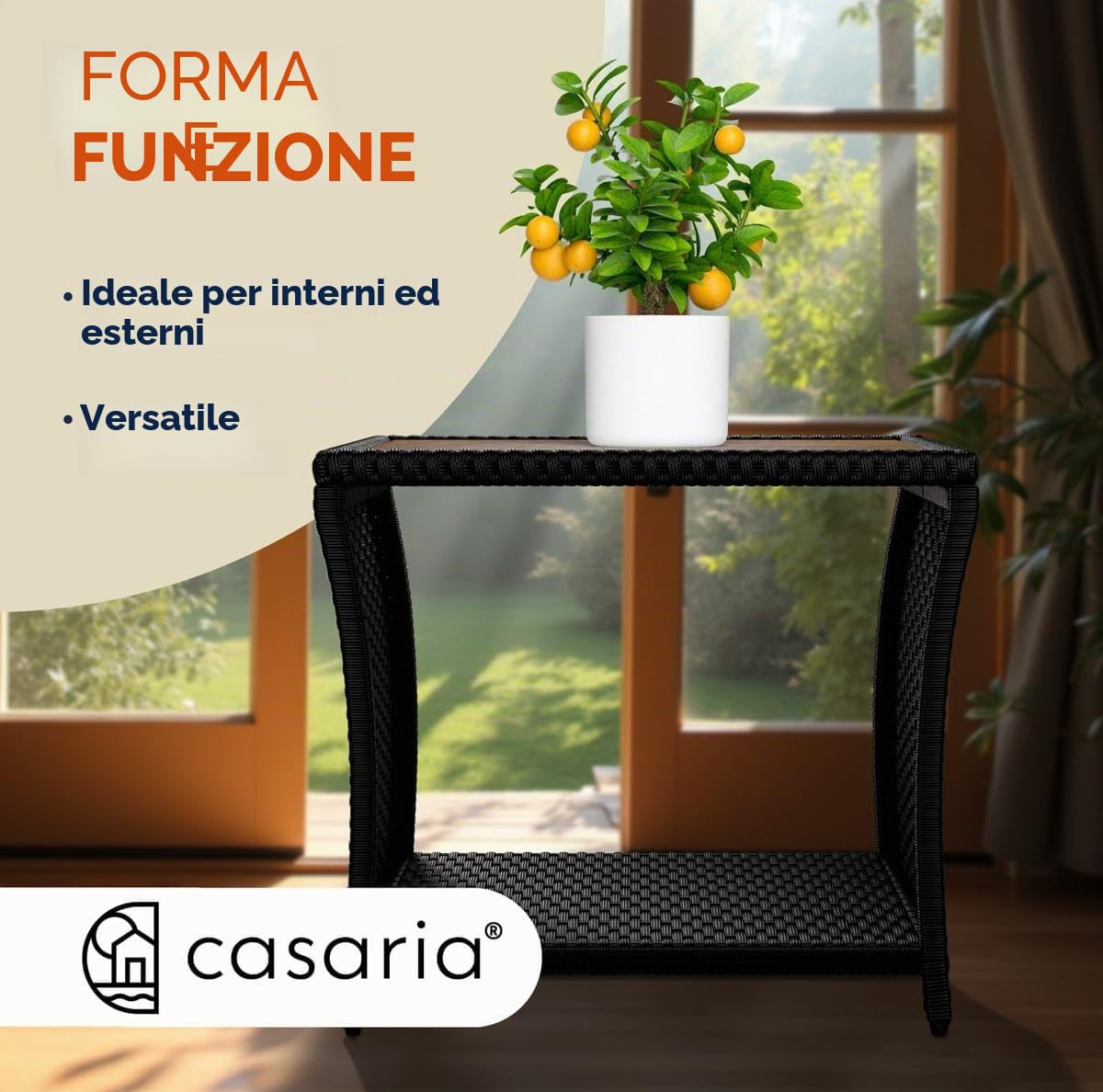 Casaria Tavolino da Esterno in Legno Polyrattan Acacia 45x45x40cm Carico Max 80kg