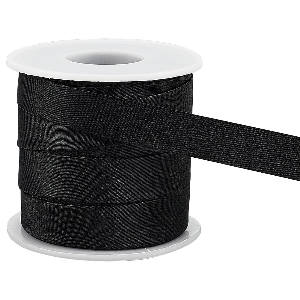 Ruban de biais en satin noir 15mm pour couture de cheongsam et finitions de vêtements