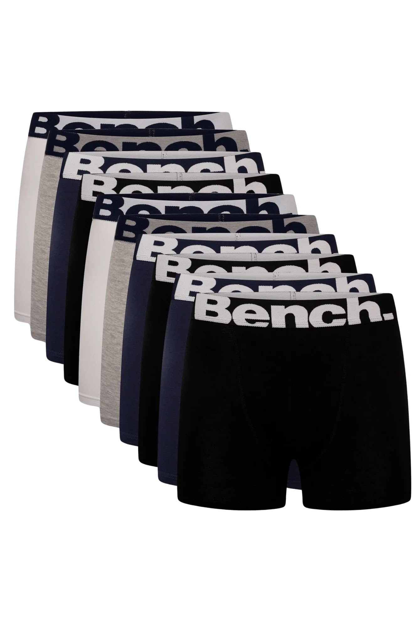 Bench Men’s 10 Pack Boxer Briefs Assorted Cotton Underwear Multipack for Men Shorts with Elastic Logo Waistband - Designer Mens Trunks Underpants Gift Set - Men's Boxer Shorts Clothing Multicolor XXXL