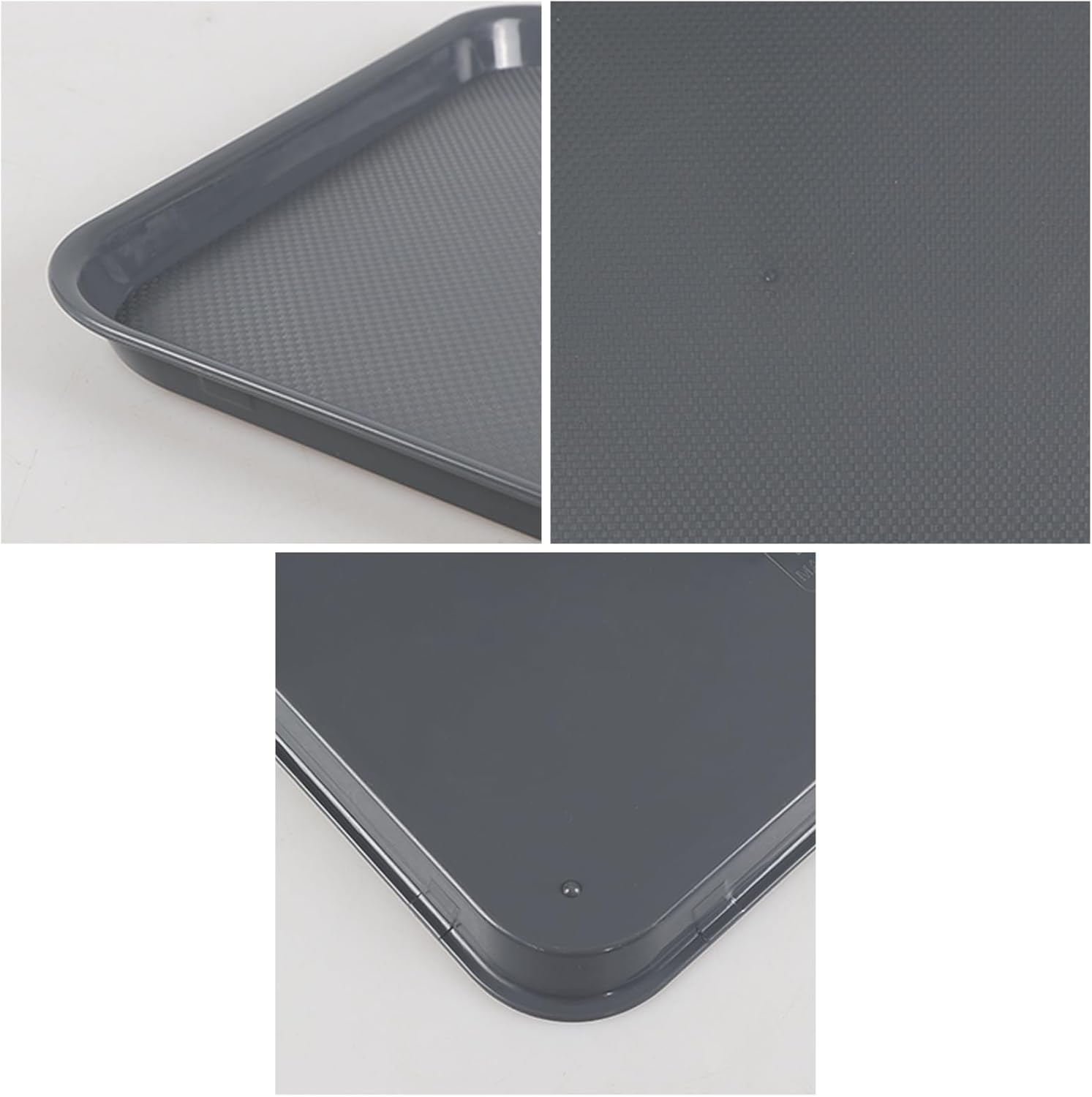 Readsky 6 Packs Plastic Serving Tray, 17.2" x 13.4" Fast Food Plastic Trays, Deep Gray - Image 3