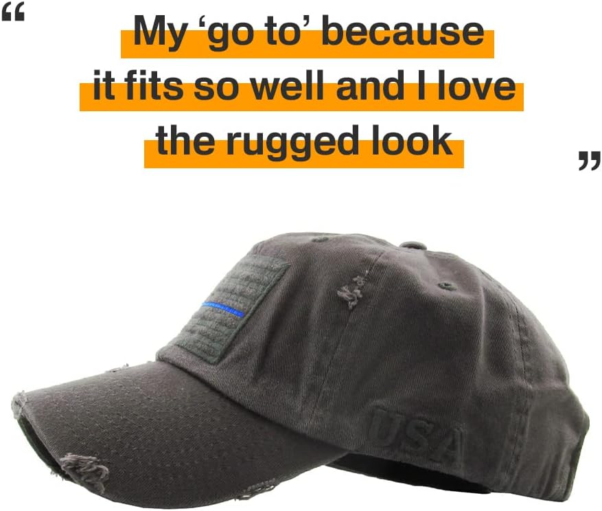 KBETHOS Flag USA America Military Thin Blue Line Thin Red Line Vintage Distressed Baseball Cap Dad Hat Unisex Adjustable - Image 4