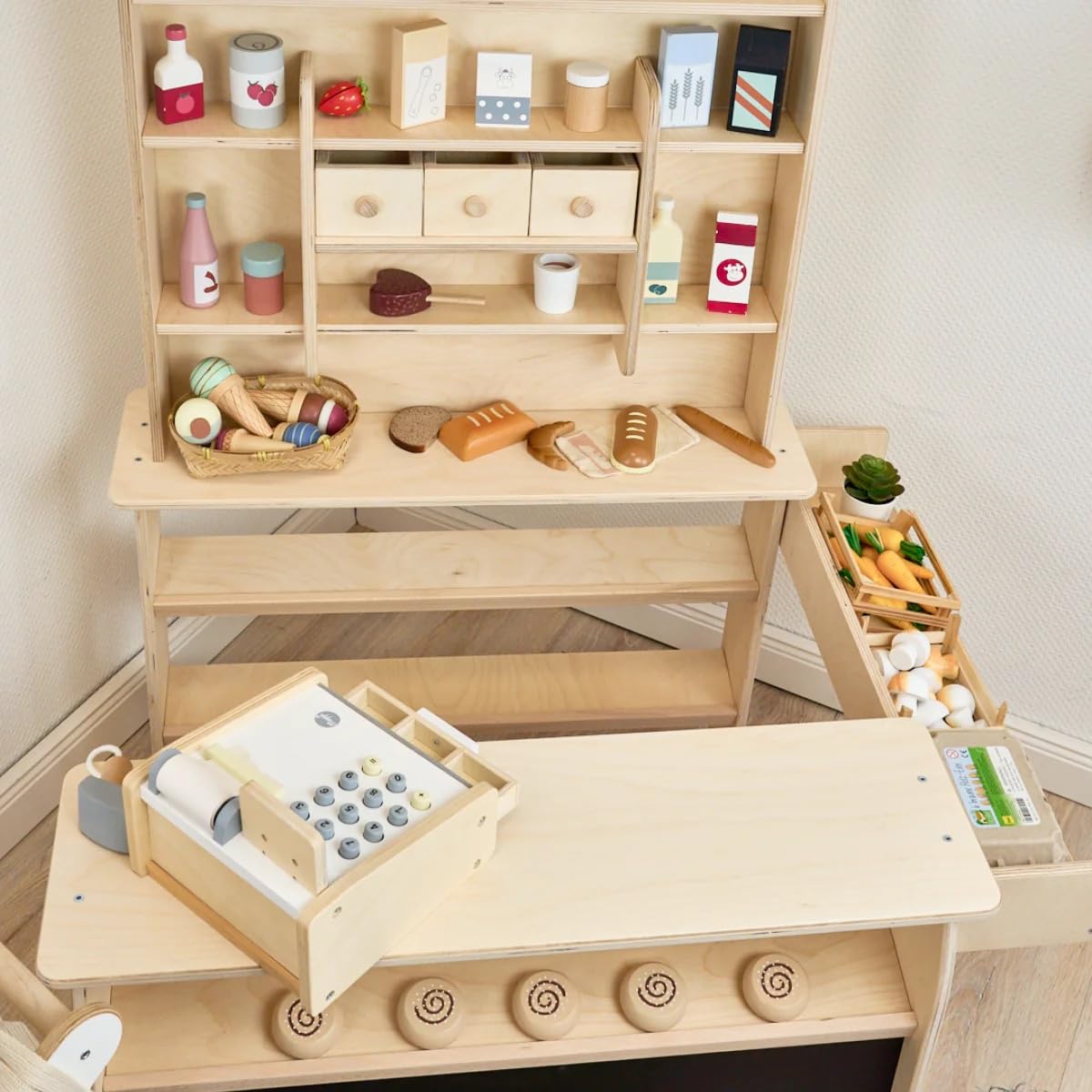 Meppi Kaufladen Cookie aus unbehandeltem Holz - Kaufmannsladen für Kinder - Marktstand - Shop
