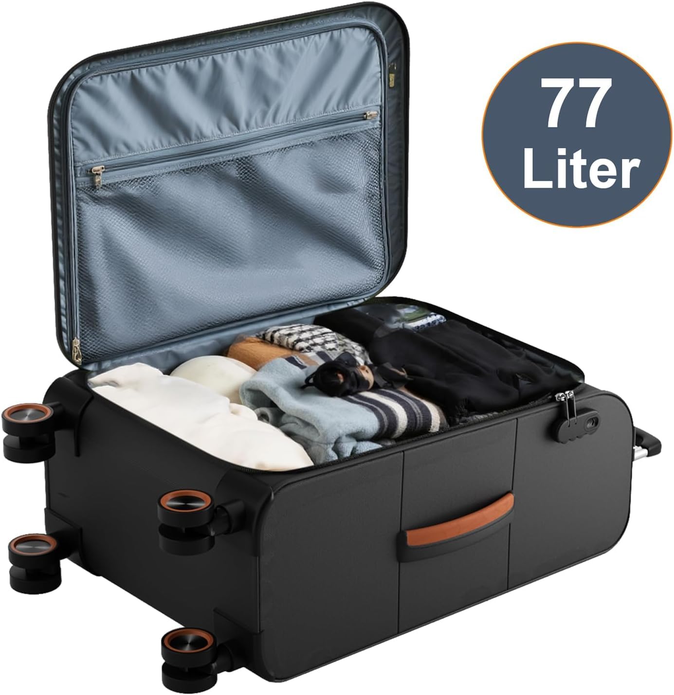 Weichschalenkoffer mittelgroß - Stoff Koffer Trolley 77 Liter