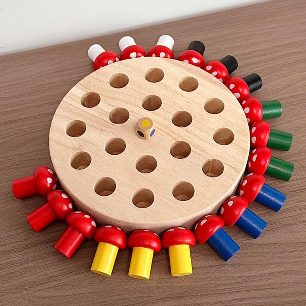Montessori 2-in-1 Holzspielzeug Pilz- und Karotten-Zuordnungsspiel | Farb-Memory-Brettspiel, Konzentrationstraining Sensorisches Spielzeug, Eltern-Kind Interaktives Pädagogisches Tischpuzzle