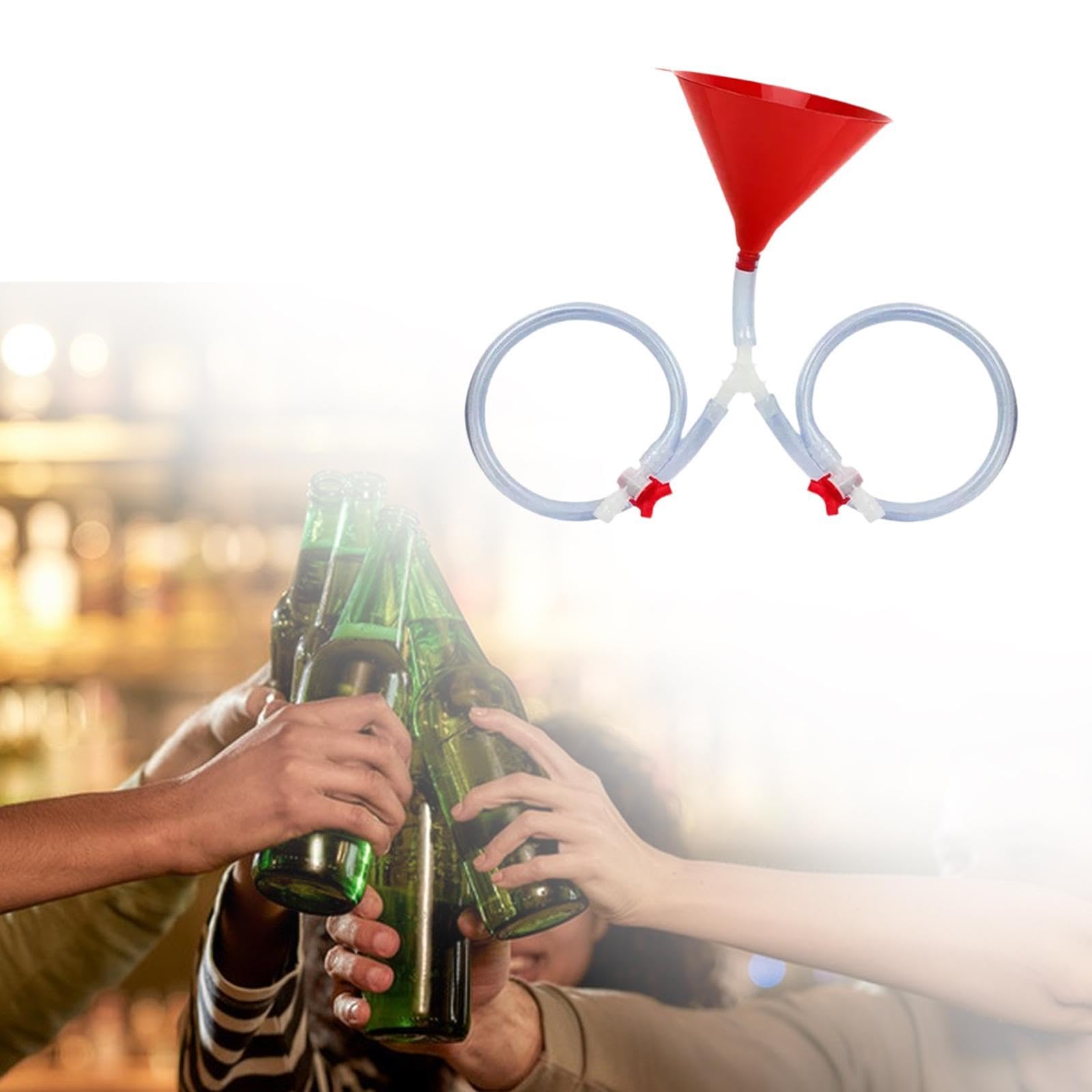 Gralara Biertrichter Bierbong Trichter mit Ventil Eck -Leakproof -Trink Trichter Kompakt für Geburtstag des Frühlingspause Geburtstage, Hochzeiten, Halloween, Festival & Partys, Doppelrohr