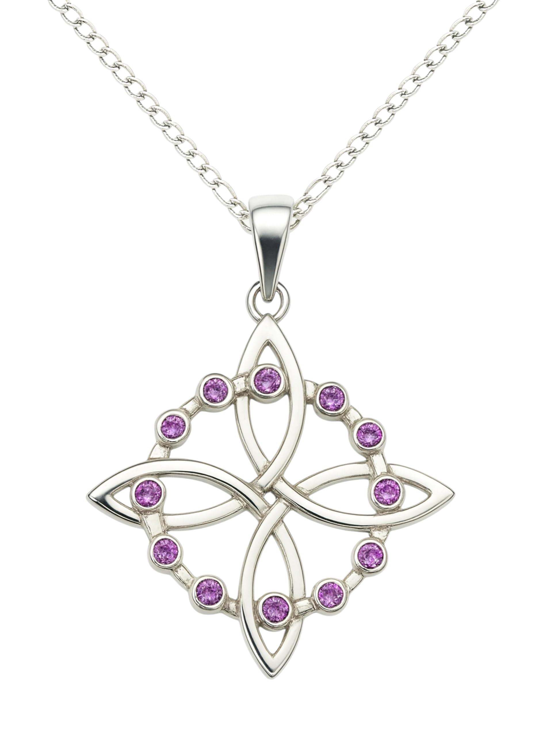 Ekonat- Colgante Nudo de Bruja Plata de Ley 925 para Mujer – Amuleto de Protección Celta con Piedras Blancas – Collar Elegante Regalo Espiritual