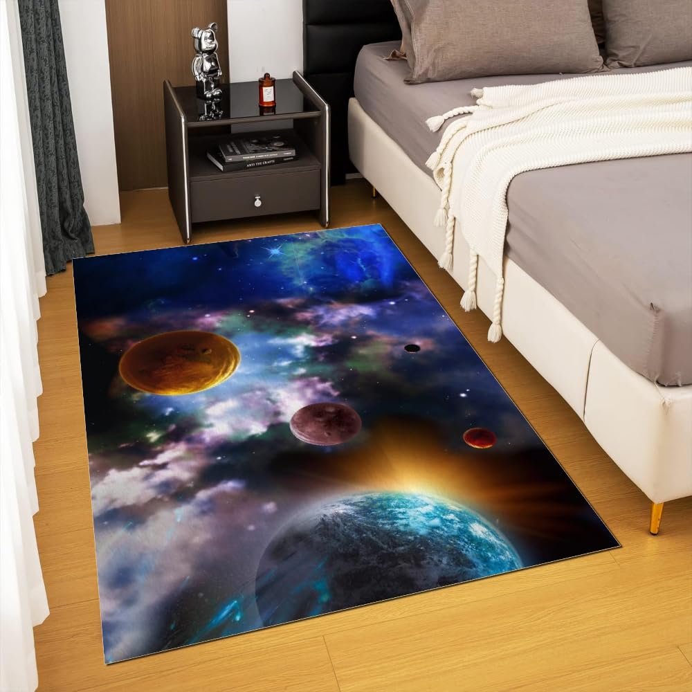 Sternenhimmel, Weltraum, Nachthimmel, Sterne, 3D-Teppich, geeignet für Wohnzimmer, Badezimmer, Eingang, rutschfeste Matte, Fußmatte, Küchenteppich