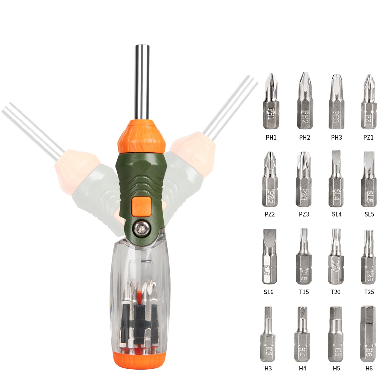16-in-1 Multibit Ratcheting Screwdriver All in One Screwdriver Set including Flat Head/Philips/Torx/Hex/Square/Repair Kit