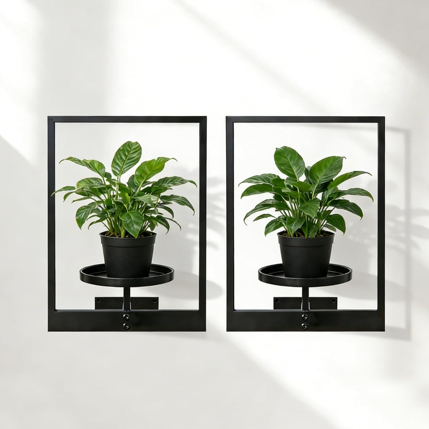 3-piece set of metal plant potted flower racks, heavy-duty flower pot plant racks of different sizes, iron flower racks, suitable for indoor and outdoor home decoration (Wall Planters - Black - 3pcs) (3, Black)